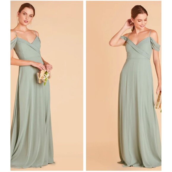 Birdy Grey Spence Convertible Dress Chiffon Sage Green Sz Medium Womens Bridesma - Picture 1 of 13